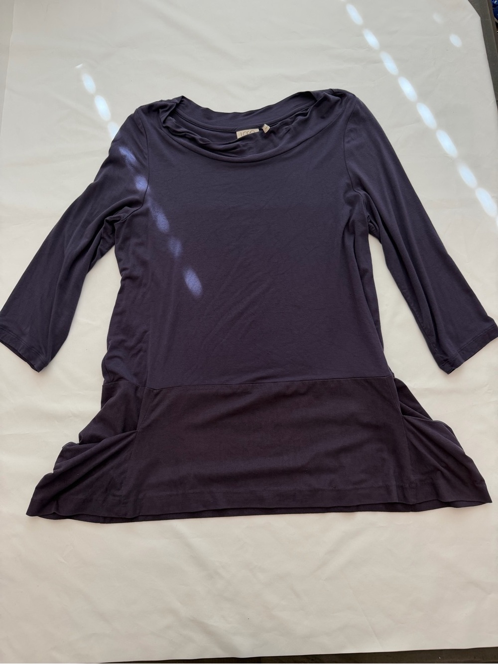 Logo By Lori Goldstein Women's Scoop Neck 3/4 Sleeve Tunic Top in Deep Navy